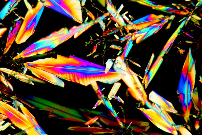 sulphur crystals, 3 polymorphs