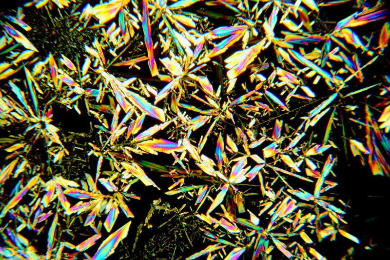 sulphur crystals, 3 polymorphs
