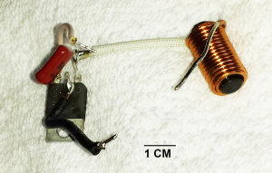 Components of the Dimmer - thyristor, small ferrite core inductor, and resistor