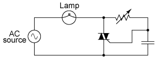 Simple Triac Dimmer. Capacitor helps control phase of gating current.